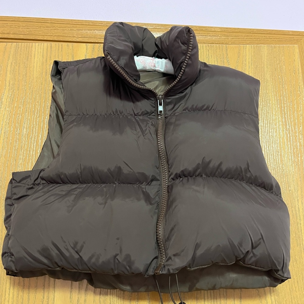 Brown Cropped Puffer Vest